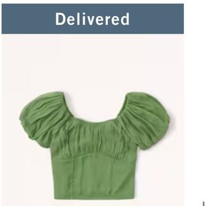 Abercrombie and fitch Ruched Puffsleeve Scoopneck Top
